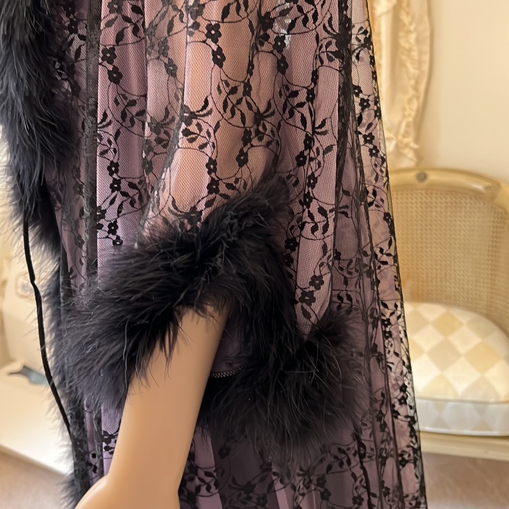 Fabulous Vintage Jenelle of California Lingerie Set, Gown/Jacket with Feathers L - Picture 3 of 12